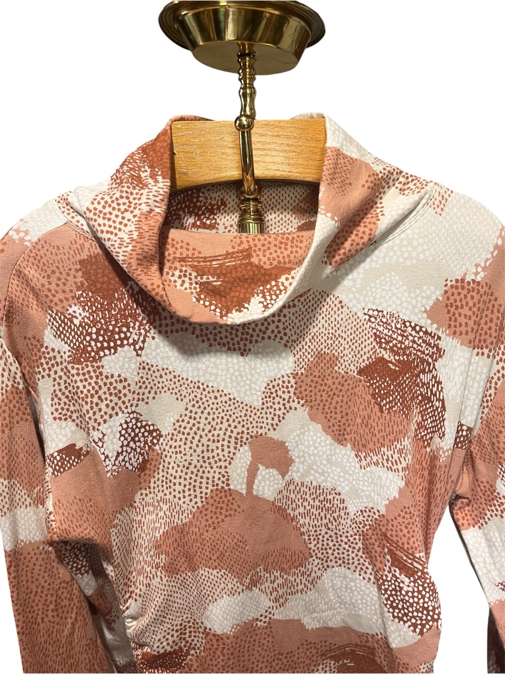 Anthropologie Daily Practice Cowl Neck Ruched Long-Sleeve Dress Abstract Medium - Picture 4 of 9